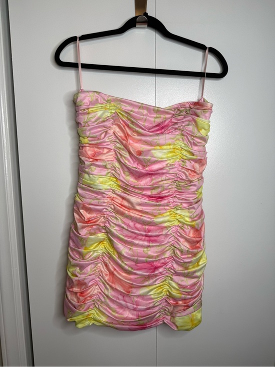 LoveShackFancy Dresses & Skirts - Loveshackfancy Nerra Mini Ruched Strapless Floral Pink Dress Size 8